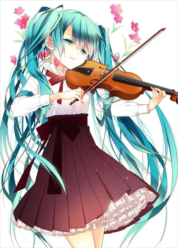 Drawing Girl Playing Violin Hatsune Miku I Absolutely Love the Violin and Seeing A Vocaloid