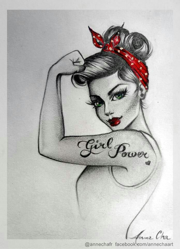 Drawing Girl Power Strong Independent Tattoos Drawings Tattoos Girl Tattoos