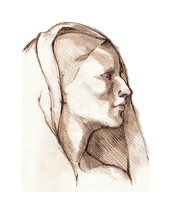 Drawing Girl Profile Pic Veiled Woman Pencil Sketch Female Profile Drawing Of Woman