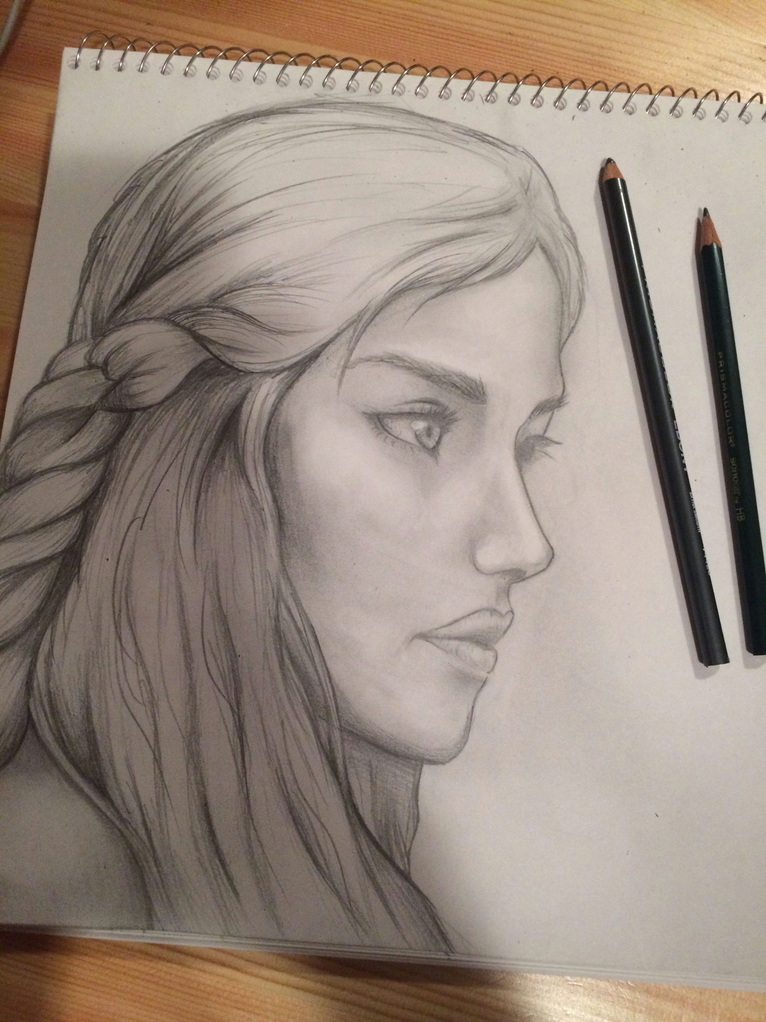 Drawing Girl Queen Almost Done My Pencil Portrait Of the Dragon Queen From Game Of