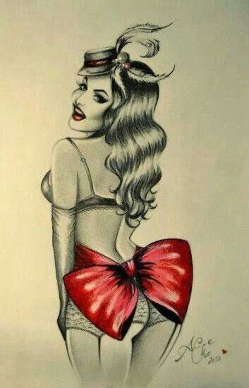 Drawing Girl Retro Red Bow Pin Up Sketch Retro and Pinup Style Pinterest Tattoos