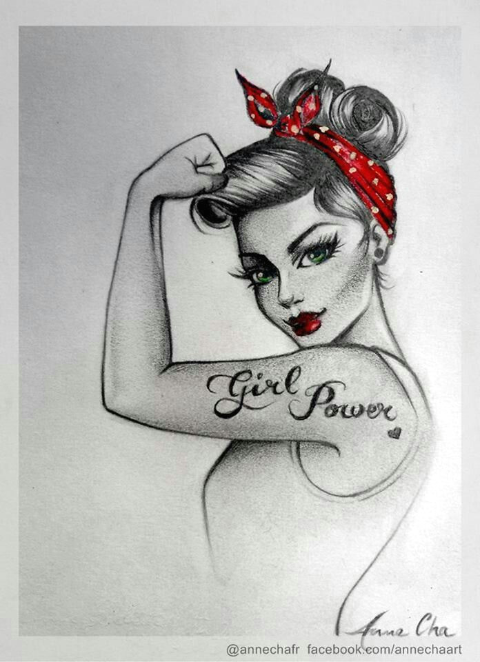 Drawing Girl Retro Strong Independent Tattoos Tattoos Drawings Girl Tattoos