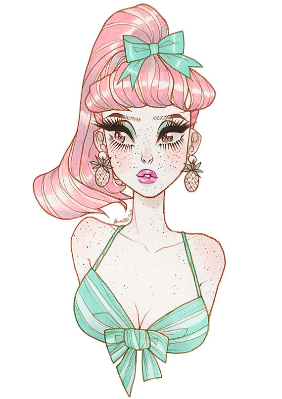 Drawing Girl to Print Summer A4 Print by Looneylolita On Etsy Pastel Vibes Art Draw