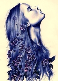 Drawing Girl with Flowers In Hair 193 Best Girl Woman with Flowers Images Artist Paintings Pictures