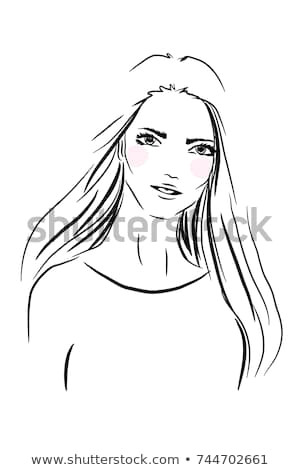 Drawing Girl with Long Hair Face Woman Sketch Long Hair Fashion Stock Vector Royalty Free