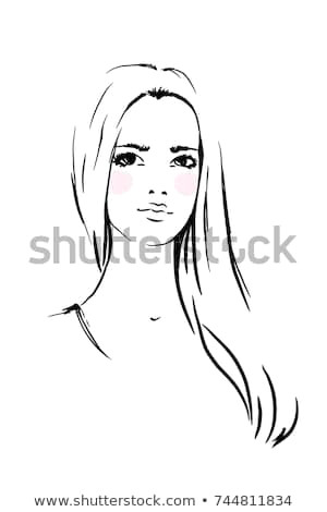 Drawing Girl with Long Hair Face Woman Sketch Long Hair Fashion Stock Vector Royalty Free