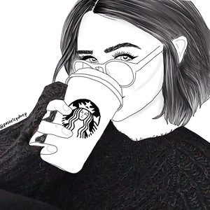 Drawing Girl with Starbucks Outline Starbucks and Drawing Image Random In 2019 Drawings