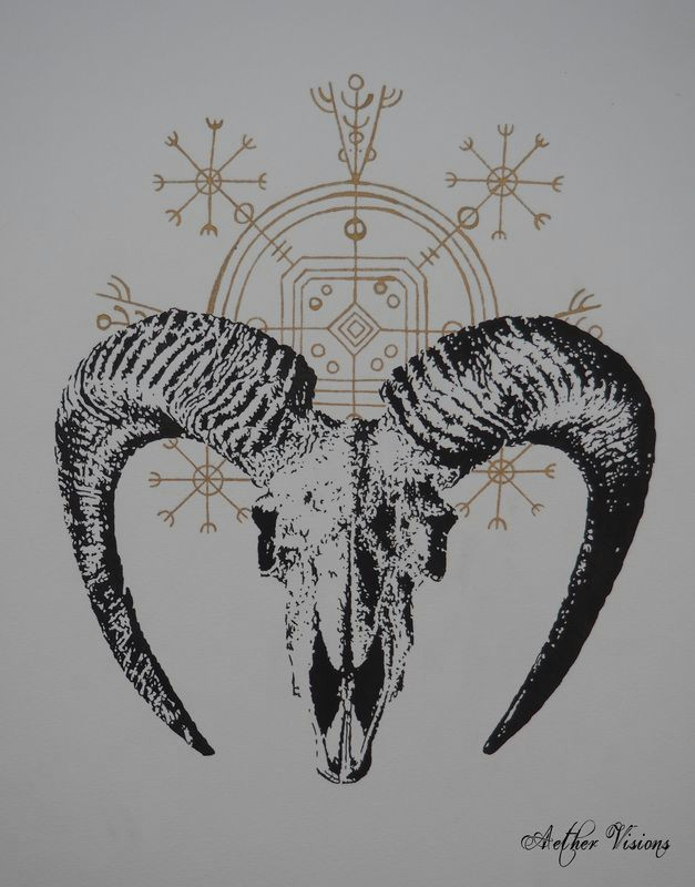 Drawing Goat Skull Portfolio Aether Visions Icelandic Symbolism In Black Chinese
