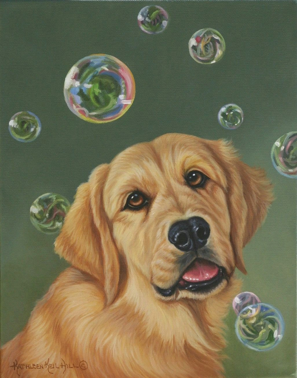Drawing Golden Dog Tiny Bubbles A Portrait Of A Golden Retriever Puppy and His First