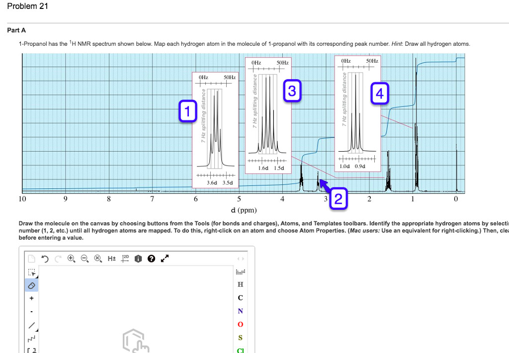 Drawing H Nmr solved Problem 21 Part A 1 Propanol Has the H Nmr Spectru