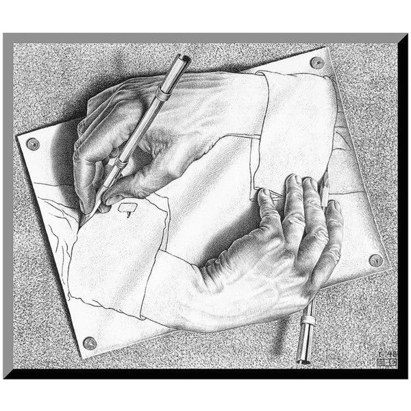 Drawing Hands Escher Analysis Art Com Drawing Hands Wood Wall Art by M C Escher White 45