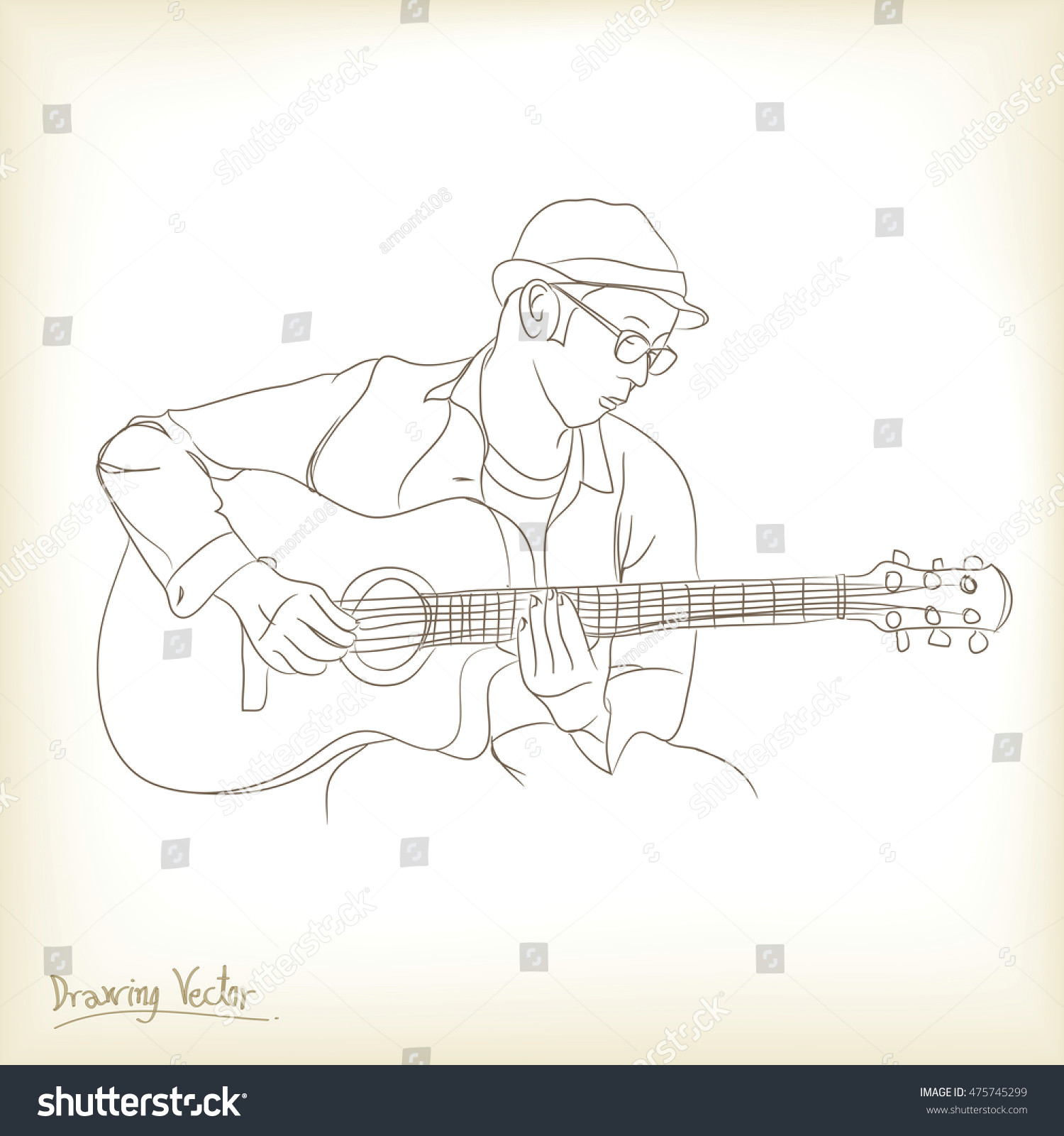 Drawing Hands Guitar Guitar Man Free Hand Drawing Vector Stock Vector Royalty Free