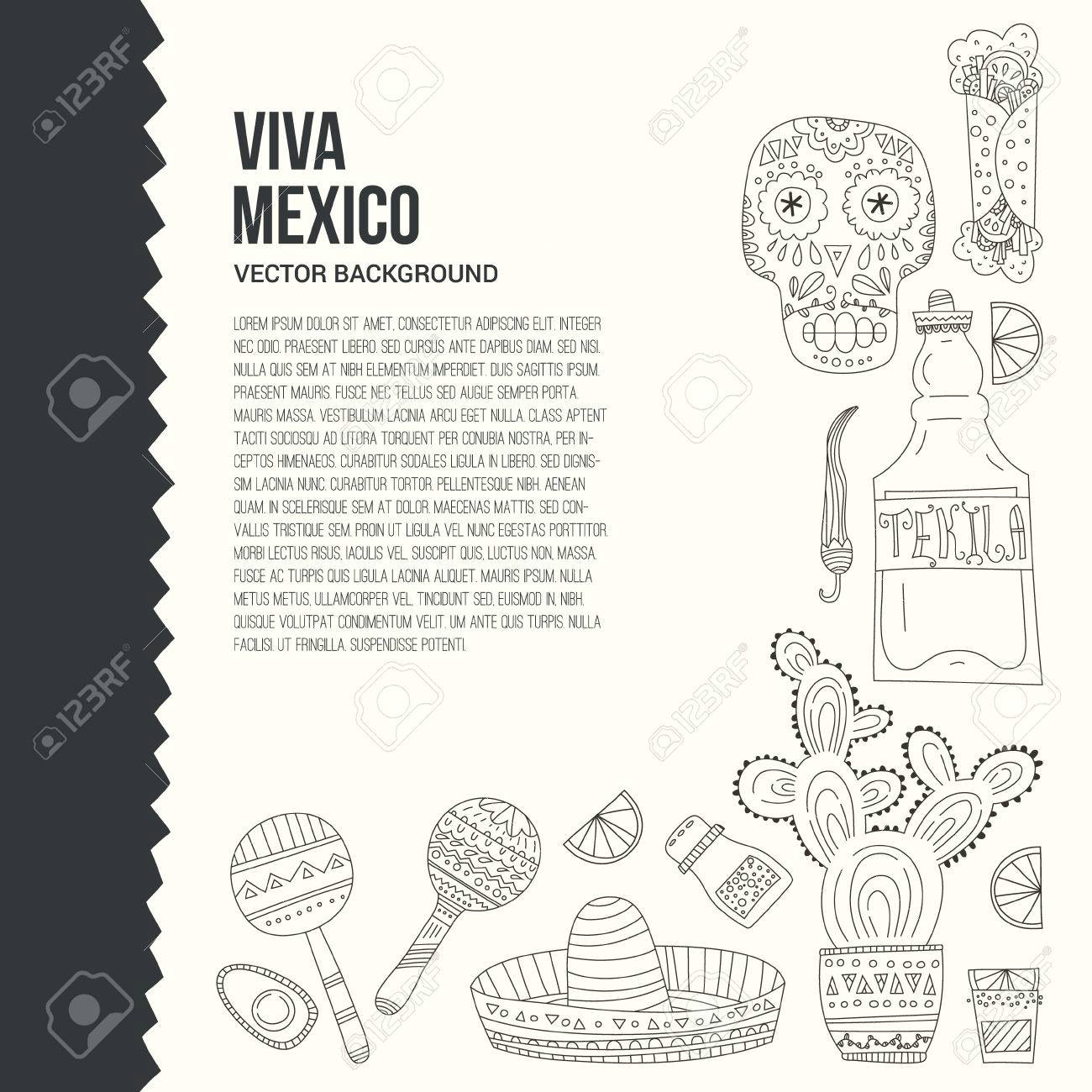 Drawing Hands Guitar Perfect Hand Drawn Card Template with Mexican Symbols Avocado