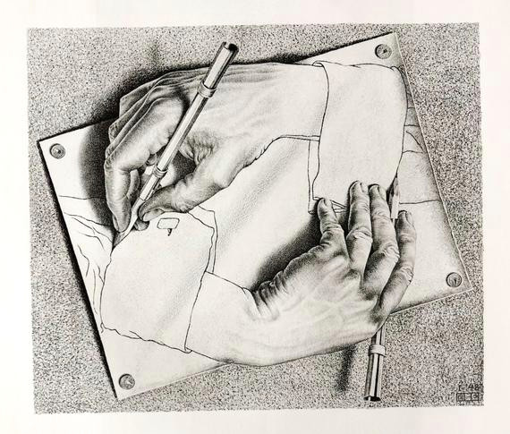 Drawing Hands Mc Escher Escher M C Escher Drawing Hands 1990 S Book Page Etsy