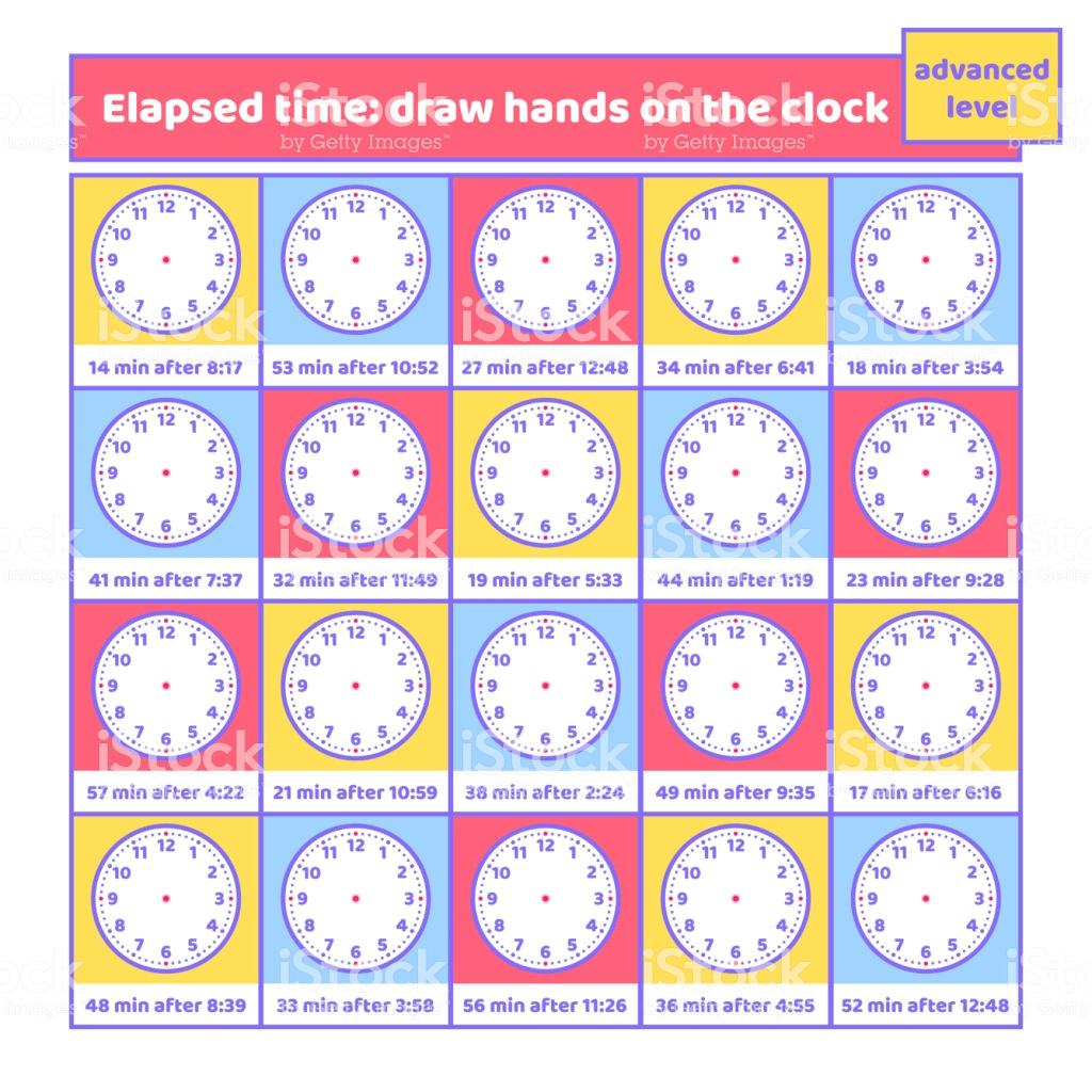 Drawing Hands On A Clock Interactive Elapsed Time Draw Hands On the Clock Worksheet for Kids Addition and