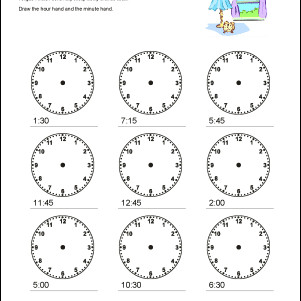 Drawing Hands On A Clock Interactive Math Worksheets Telling Time to the Quarter Hour