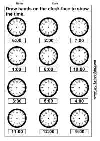 Drawing Hands On A Clock Interactive Time Draw Hands On the Clock Face 4 Worksheets Teaching Math