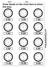 Drawing Hands On A Clock Year 2 Time Draw Hands On the Clock Face 4 Worksheets Teaching Math
