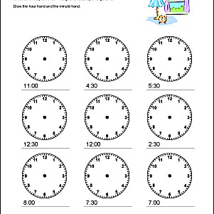 Drawing Hands On Clock Half Past Math Worksheets Telling Time to the Half Hour