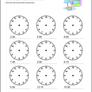 Drawing Hands On Clock Half Past Math Worksheets Telling Time to the Quarter Hour