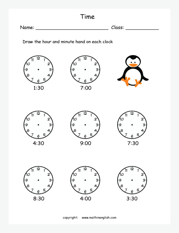 Drawing Hands On Clocks Year 3 Draw the Hour and Minute Hand On Each Clock Time Worksheet to the