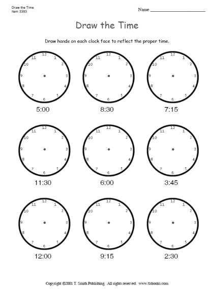 Drawing Hands On Clocks Year 3 Draw the Time