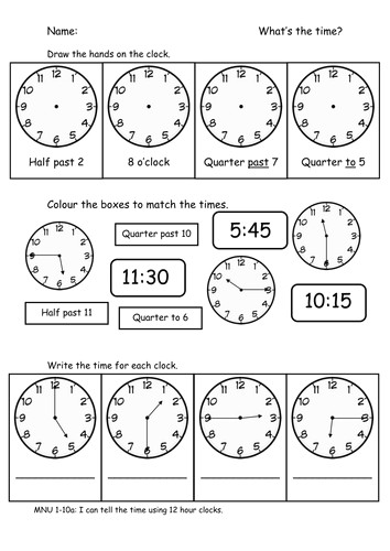 Drawing Hands On Clocks Year 3 Time O Clock Half Past Quarter to and Past by sophiawg