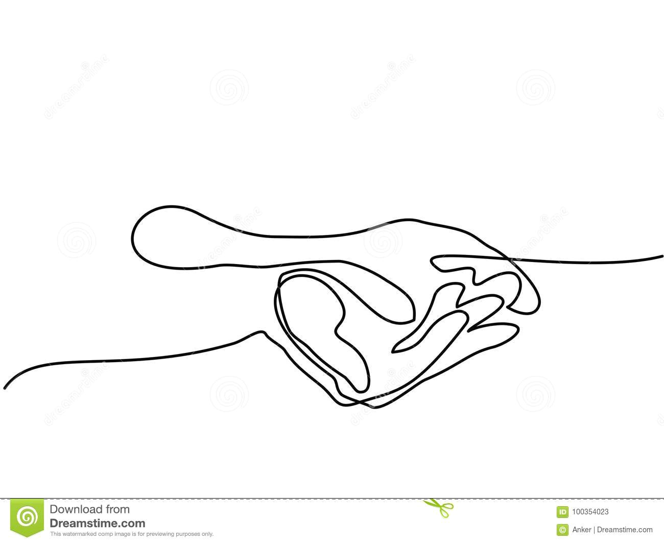 Drawing Hands with Lines Hands Palms together Stock Vector Illustration Of Single 100354023