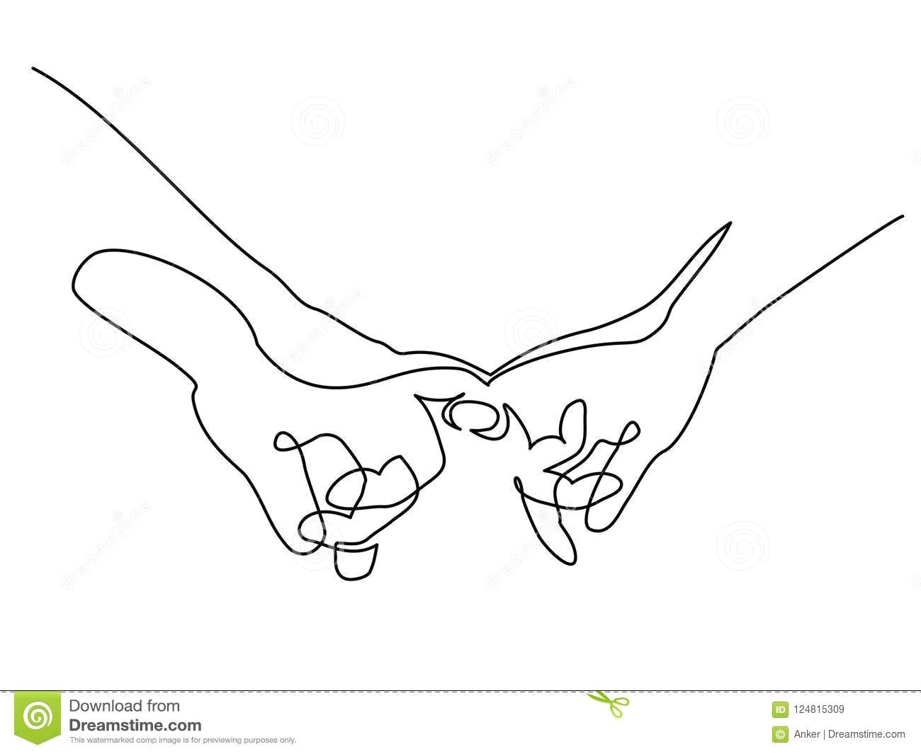 Drawing Hands with Lines Hands Woman and Man Holding together with Fingers Stock Vector