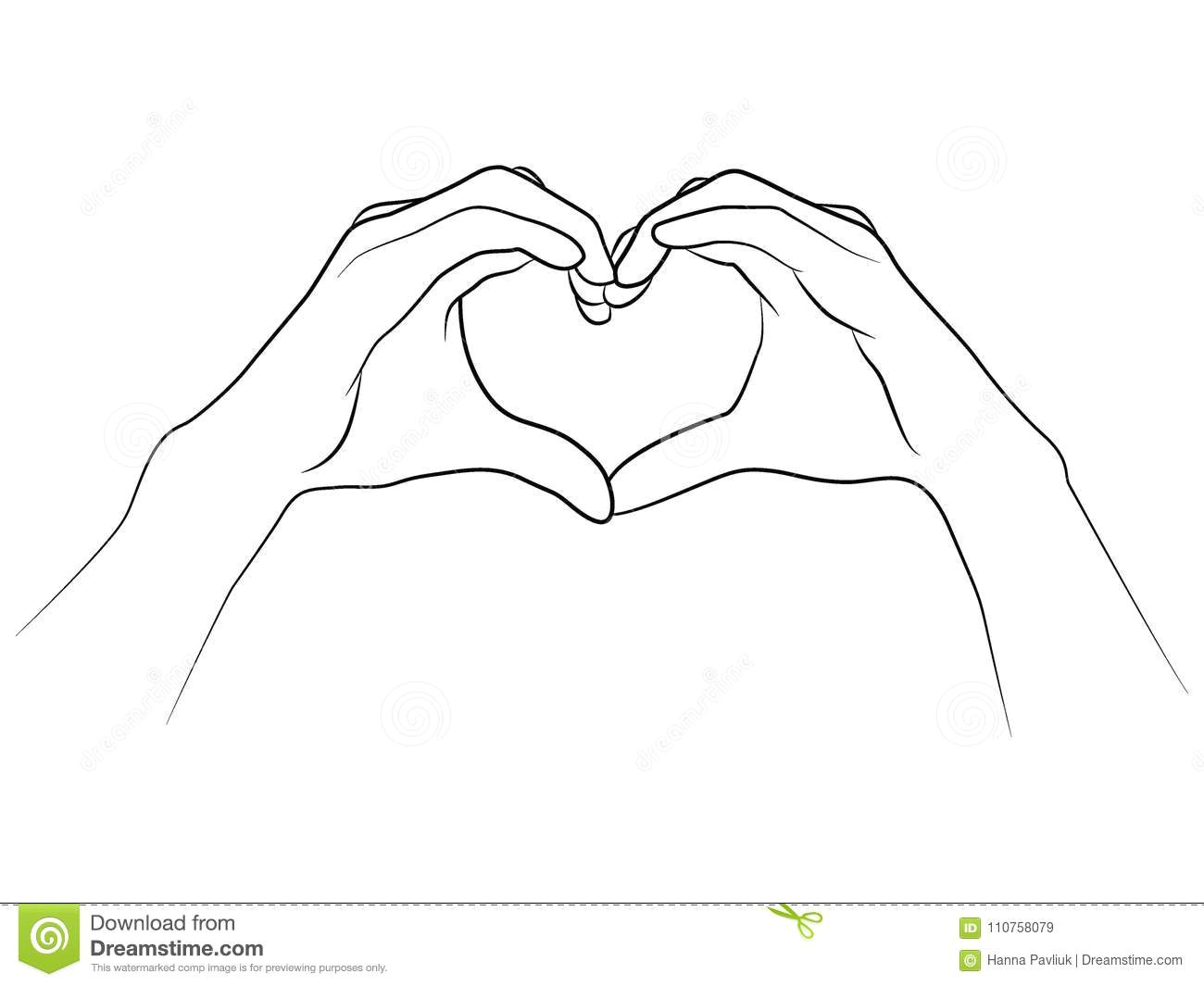 Drawing Hands with Shapes Hands Folded together In the Shape Of A Heart Stock Vector