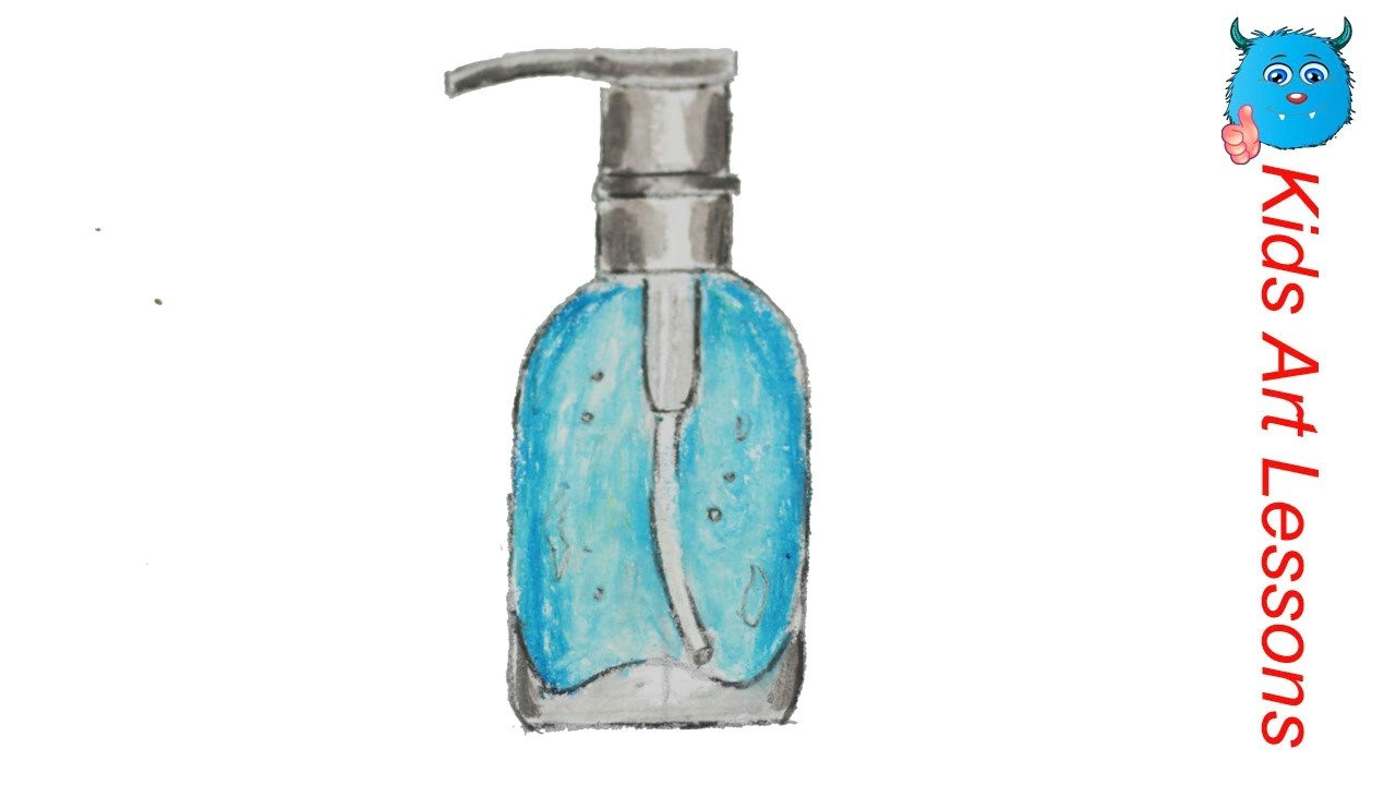 Drawing Hands Youtube How to Draw A Hand Wash Bottle Easily Step by Step In Oil Pastel