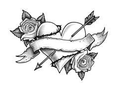 Drawing Heart Banner 95 Best Heart Rose and Banner Images Tattoo Artists Tattoo Art