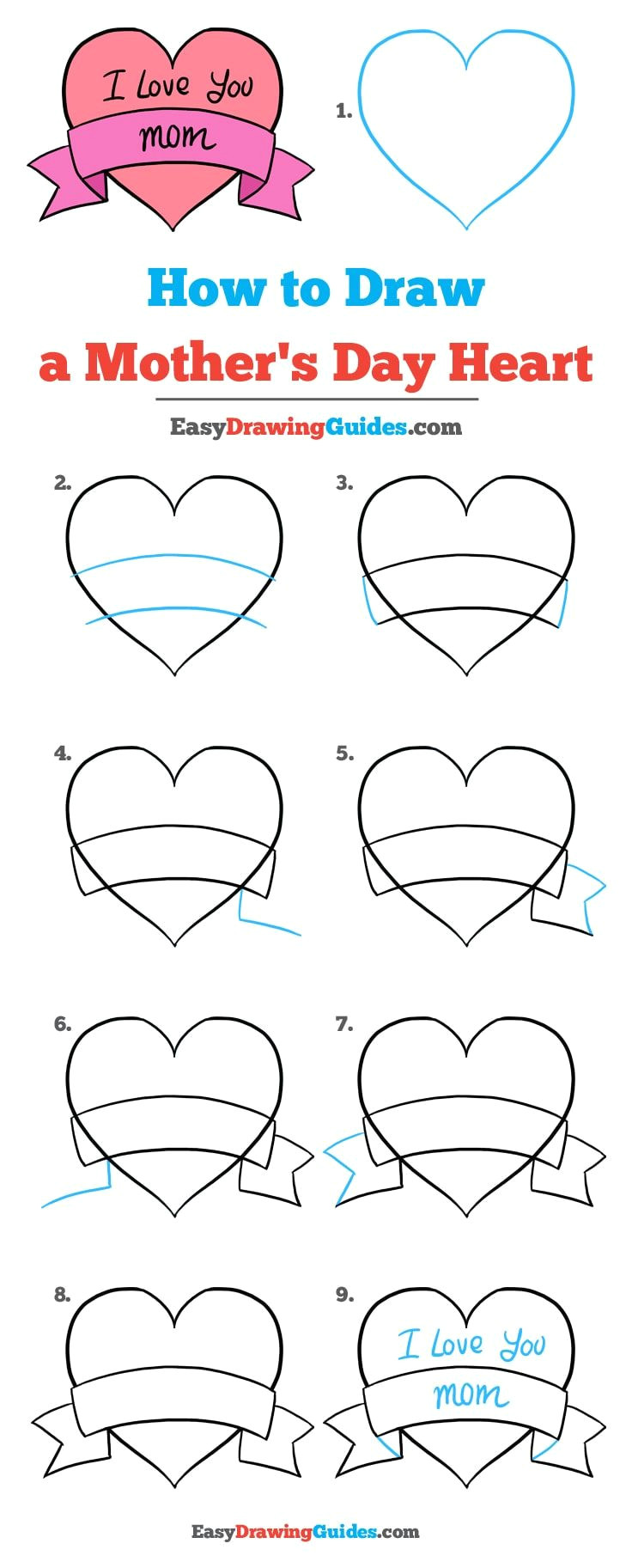 Drawing Heart Pic How to Draw A Mother S Day Heart Really Easy Drawing Tutorial