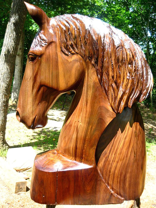 Drawing Horse Bench Walnut Wood Horse Head Mark Poleski Sleepy Hollow Art Wood