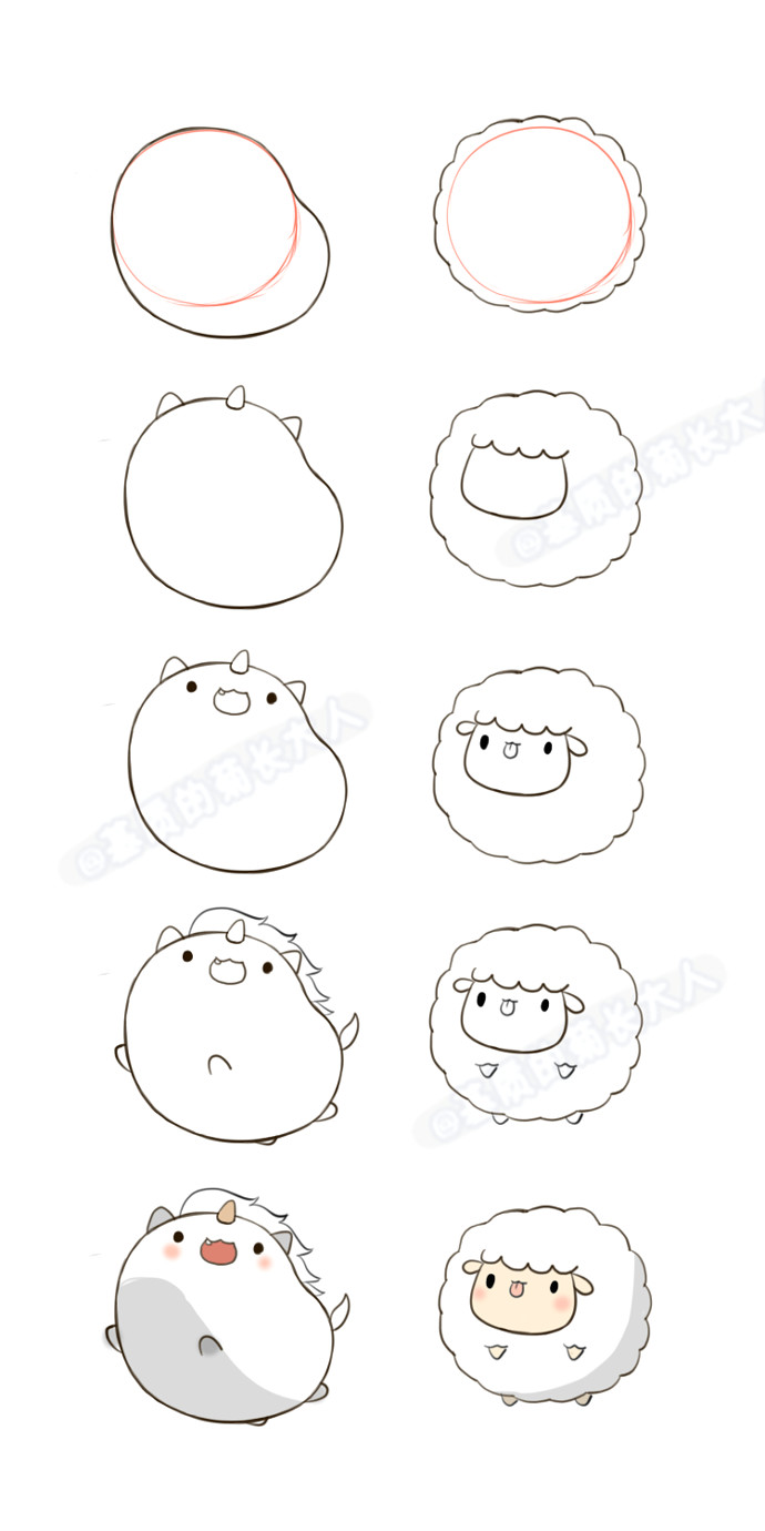 Drawing Ideas Easy Cute Step by Step Unicorn Sheep Animal Drawing Step Pinterest A Izim A Izim