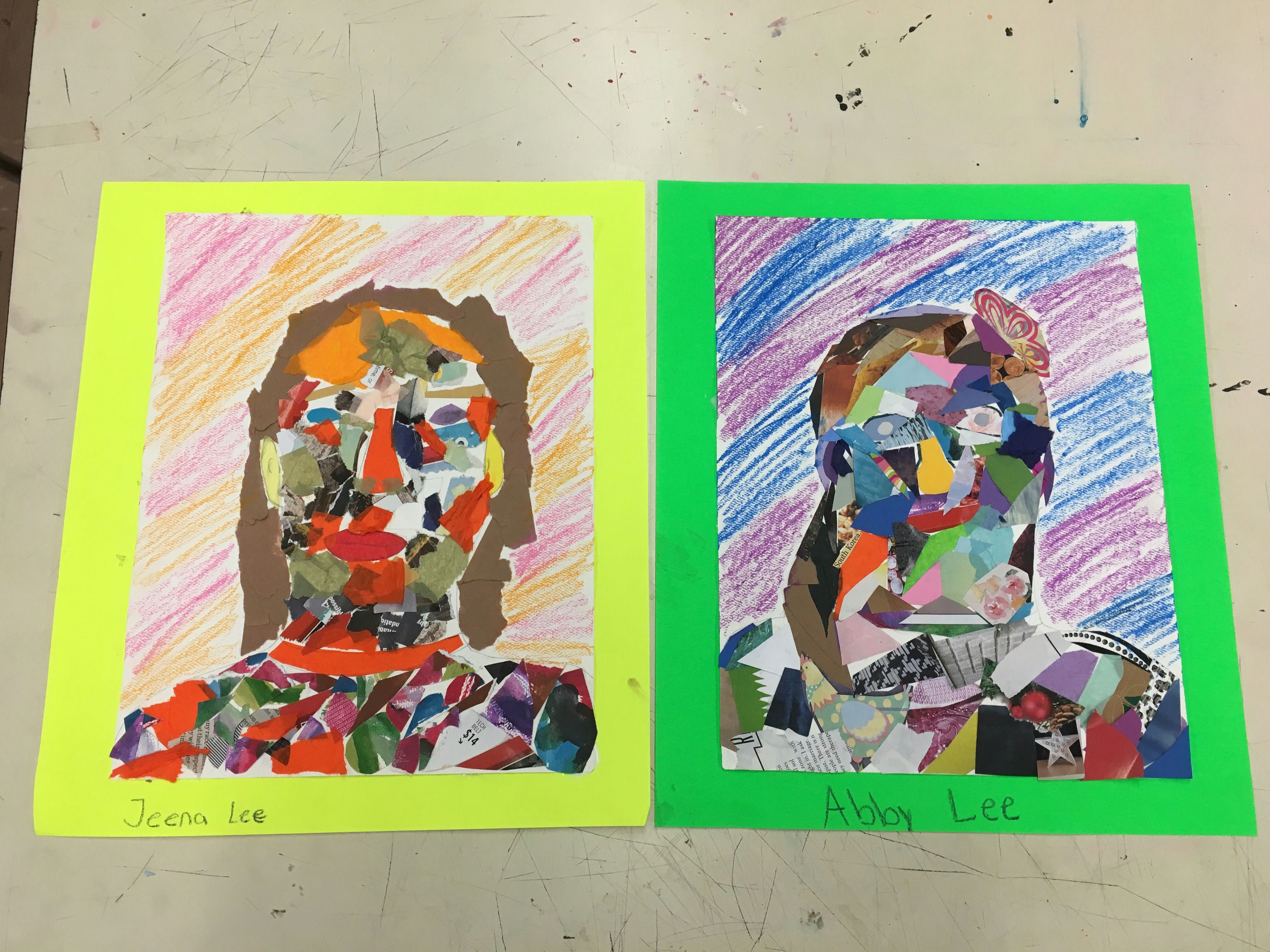Drawing Ideas for 4th Class torn Paper Portraits 4th Grade Elementary Art Project Ideas
