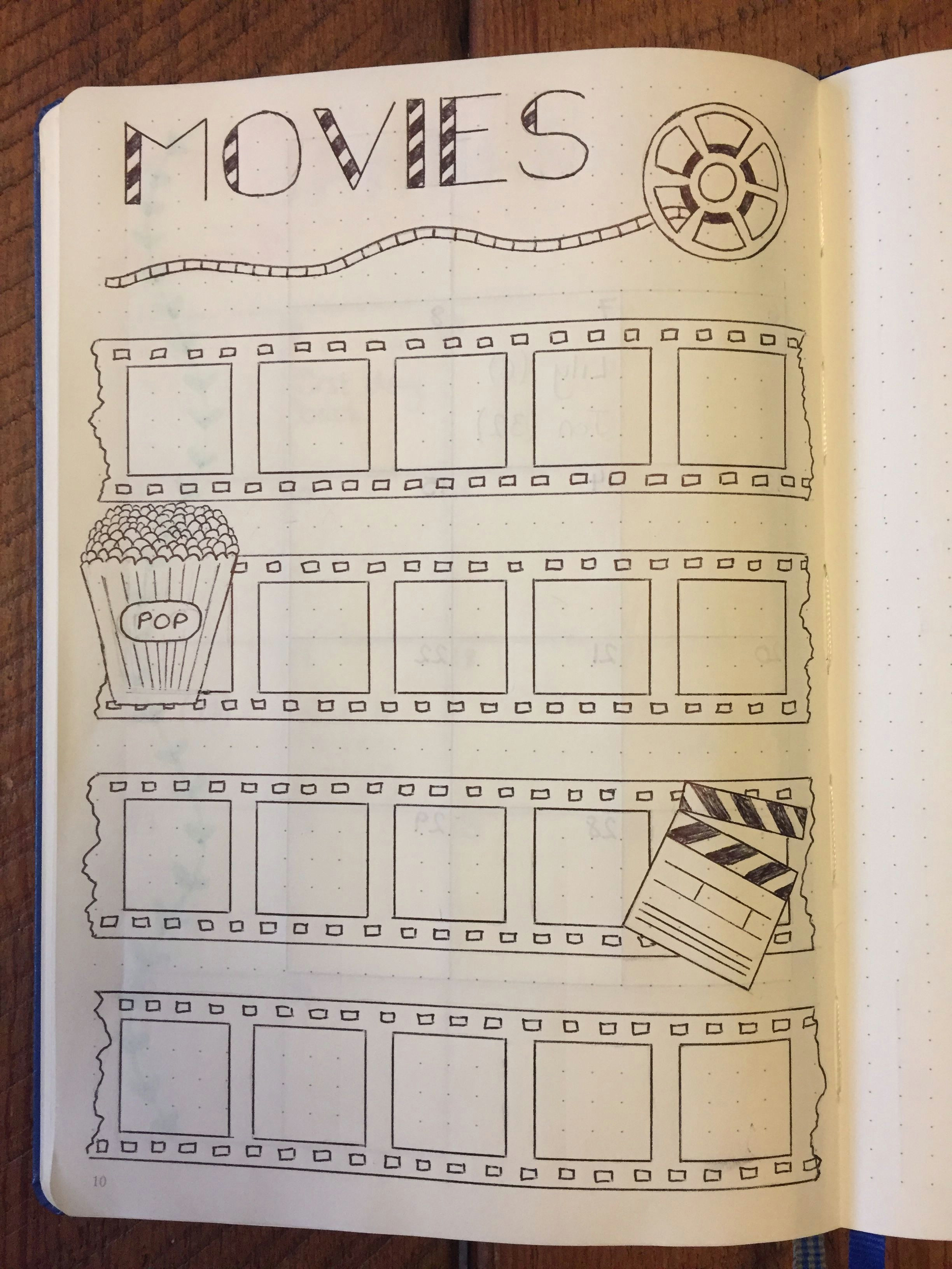 Drawing Ideas for Bullet Journal My Movies Page Bullet Journal Bujo Page Bullet Journal Stuff