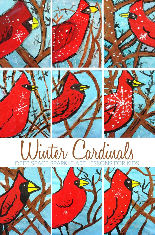 Drawing Ideas for January Cardinals In Winter Art Lesson Winter Art Lessons Art Projects