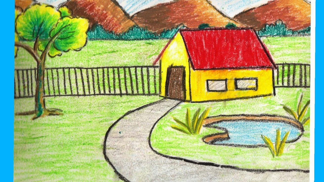 Drawing Ideas for Village Scene Nature Sketch for Kids at Paintingvalley Com Explore Collection Of