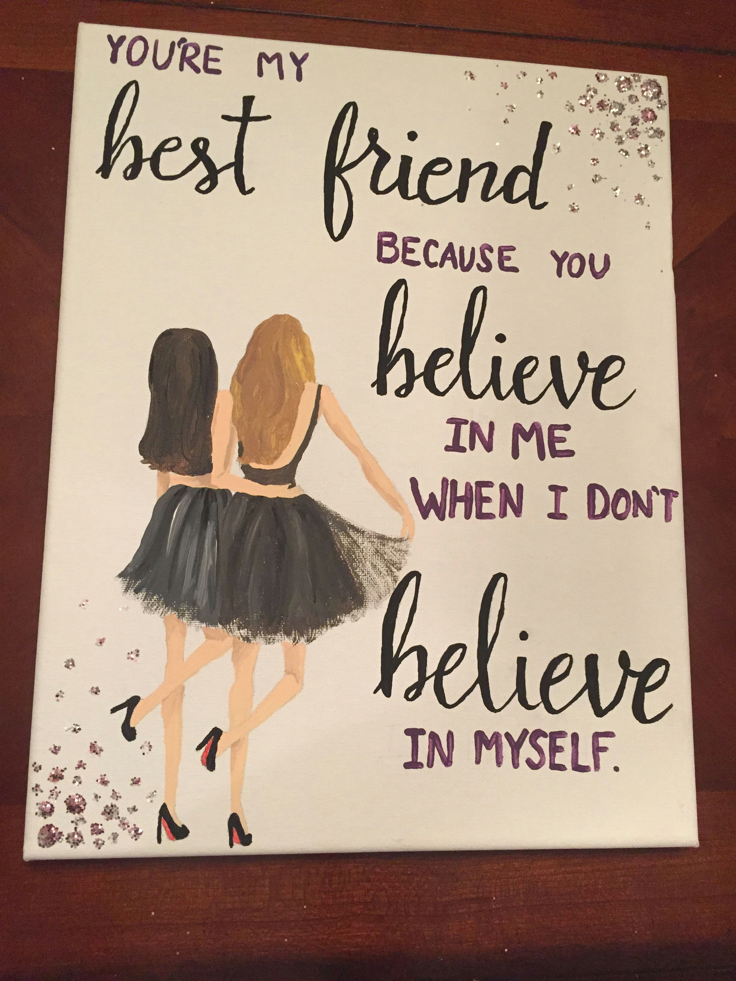 Drawing Ideas for Your Best Friend Canvas for Best Friend Quote Painting Diy My sorority Crafts
