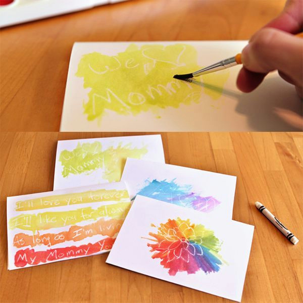 Drawing Ideas for Your Mom Watercolor Cards Write or Draw with A White Crayon then Put On the