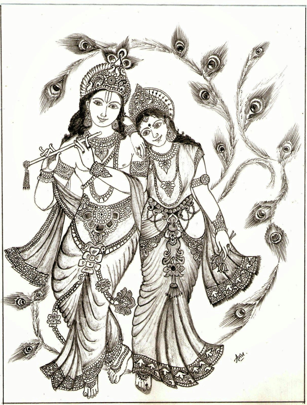 Drawing Ideas God Radha Krishna Picture Drawing Drawing Images Krishna Pinterest