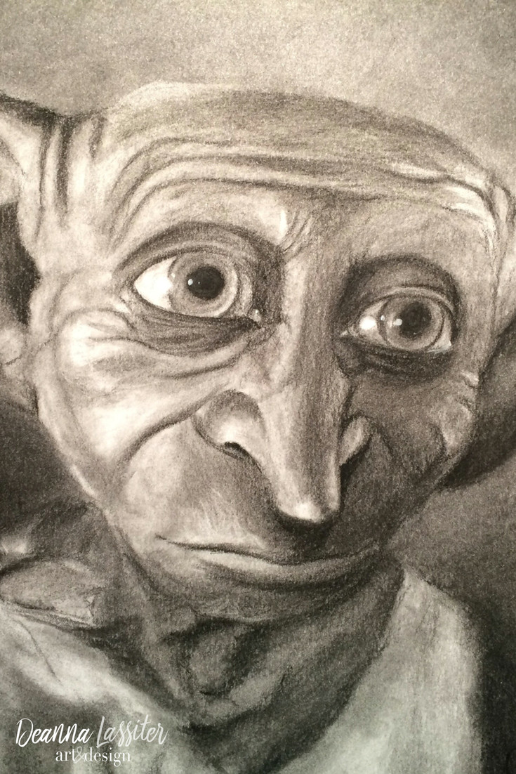 Drawing Ideas Harry Potter Dobby From Harry Potter Charcoal Portrait Harry Pottery In 2019