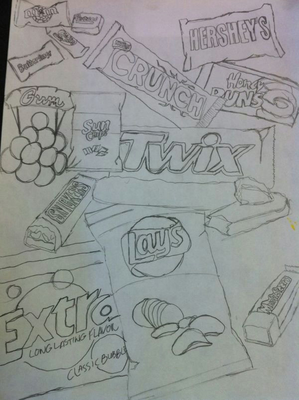 Drawing Ideas High School Sketchbook Junk Food Fill the Page with Junk Food Any Medium by