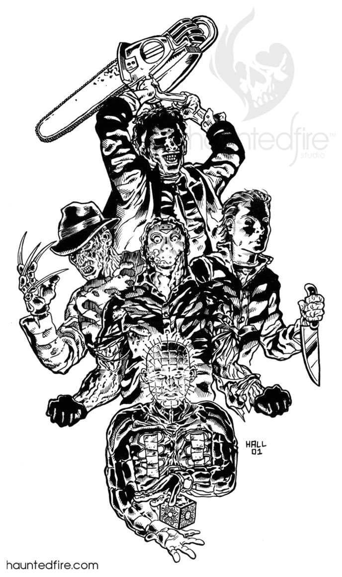 Drawing Ideas Horror Movie Maniacs Line Art by Cyclonaut On Deviantart Horror Movie