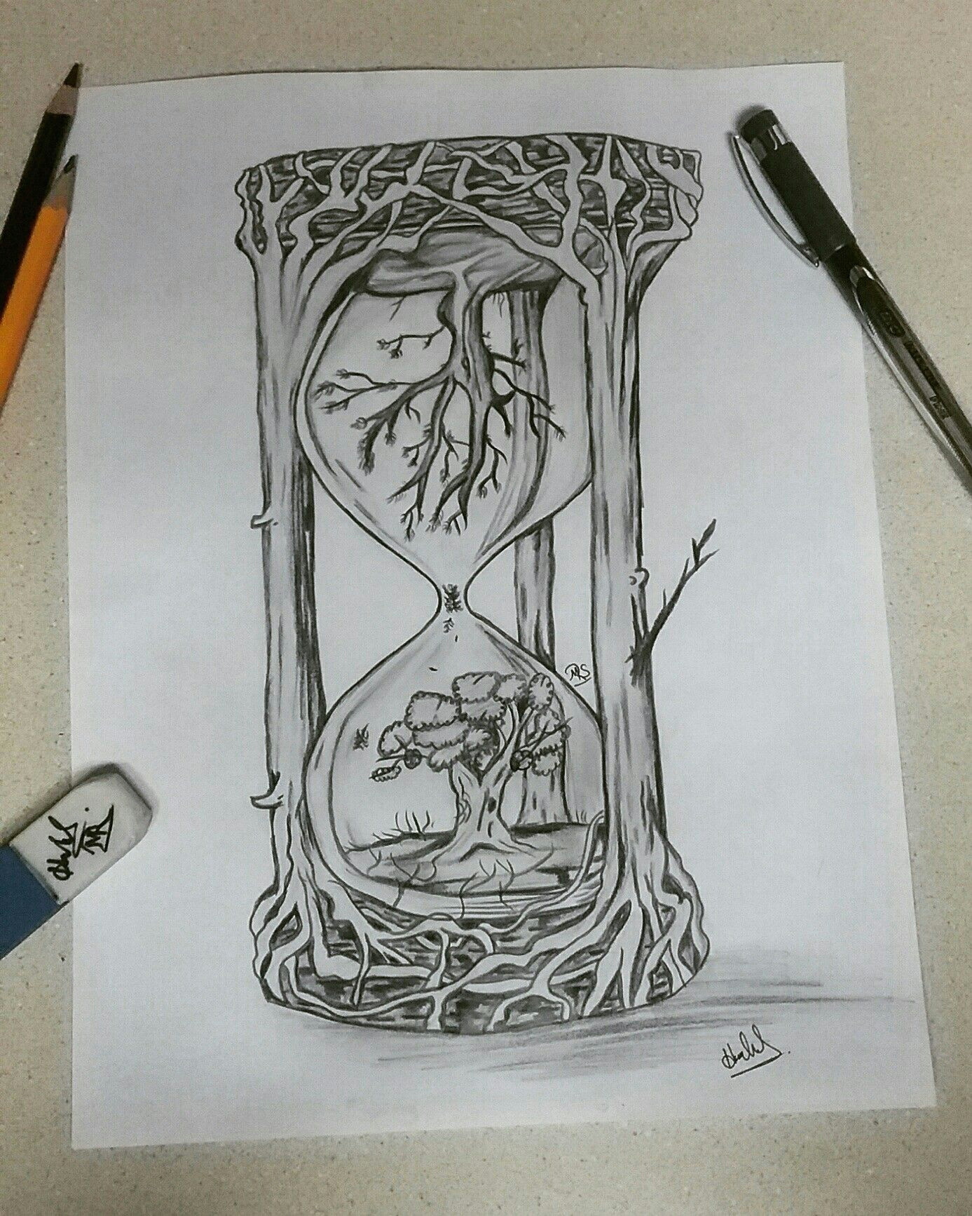 Drawing Ideas In Pen Creative Hourglass Drawing My Artwork In 2019 Drawings