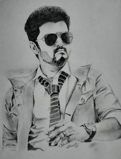 Drawing Ideas In Tamil Actor Vijay Drawing Art In 2019 Actors Actors Images Vijay Actor