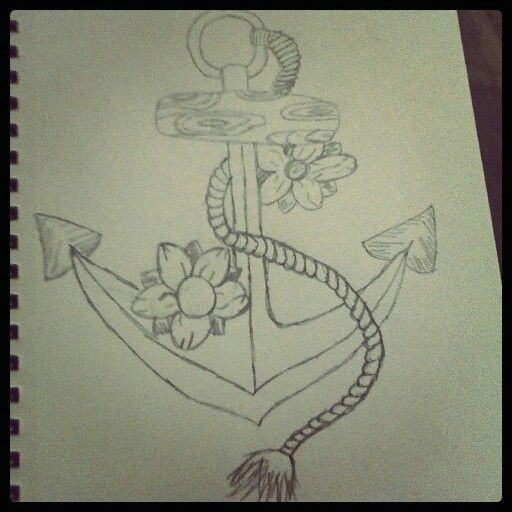 Drawing Ideas Jazza Anchor Drawing and Flowers Tattoos P Pinterest Anchor