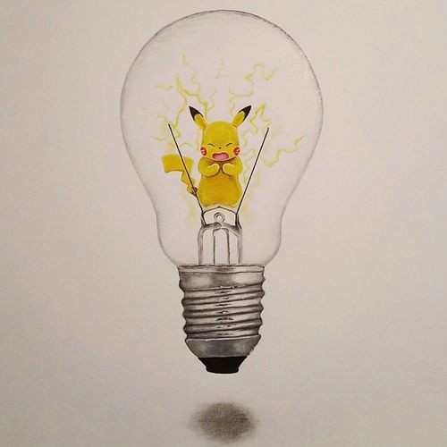 Drawing Ideas Lightbulb We Can T Help but Wonder How Many Volts This Light Bulb is Pikachu