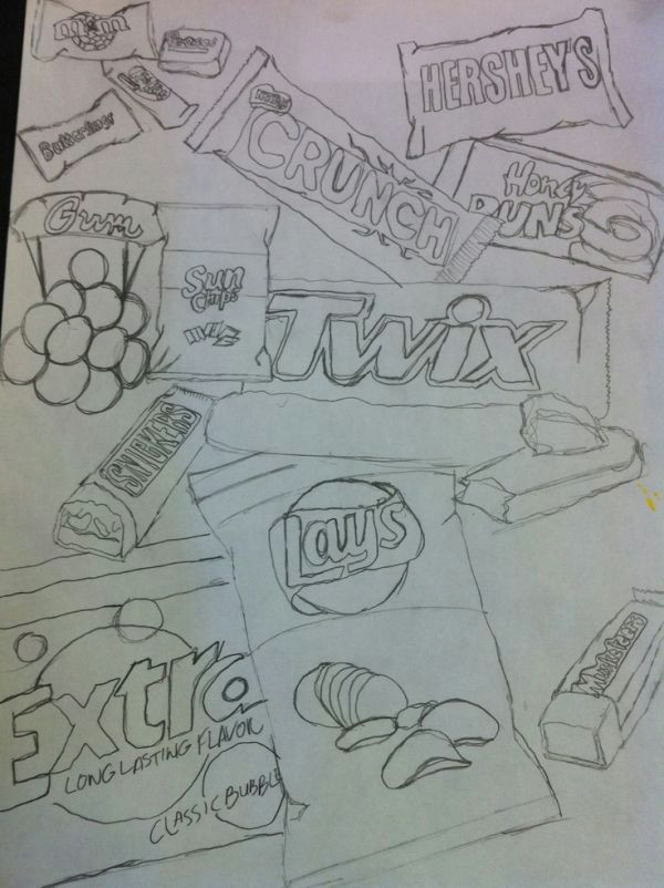 Drawing Ideas Medium Sketchbook Junk Food Fill the Page with Junk Food Any Medium by